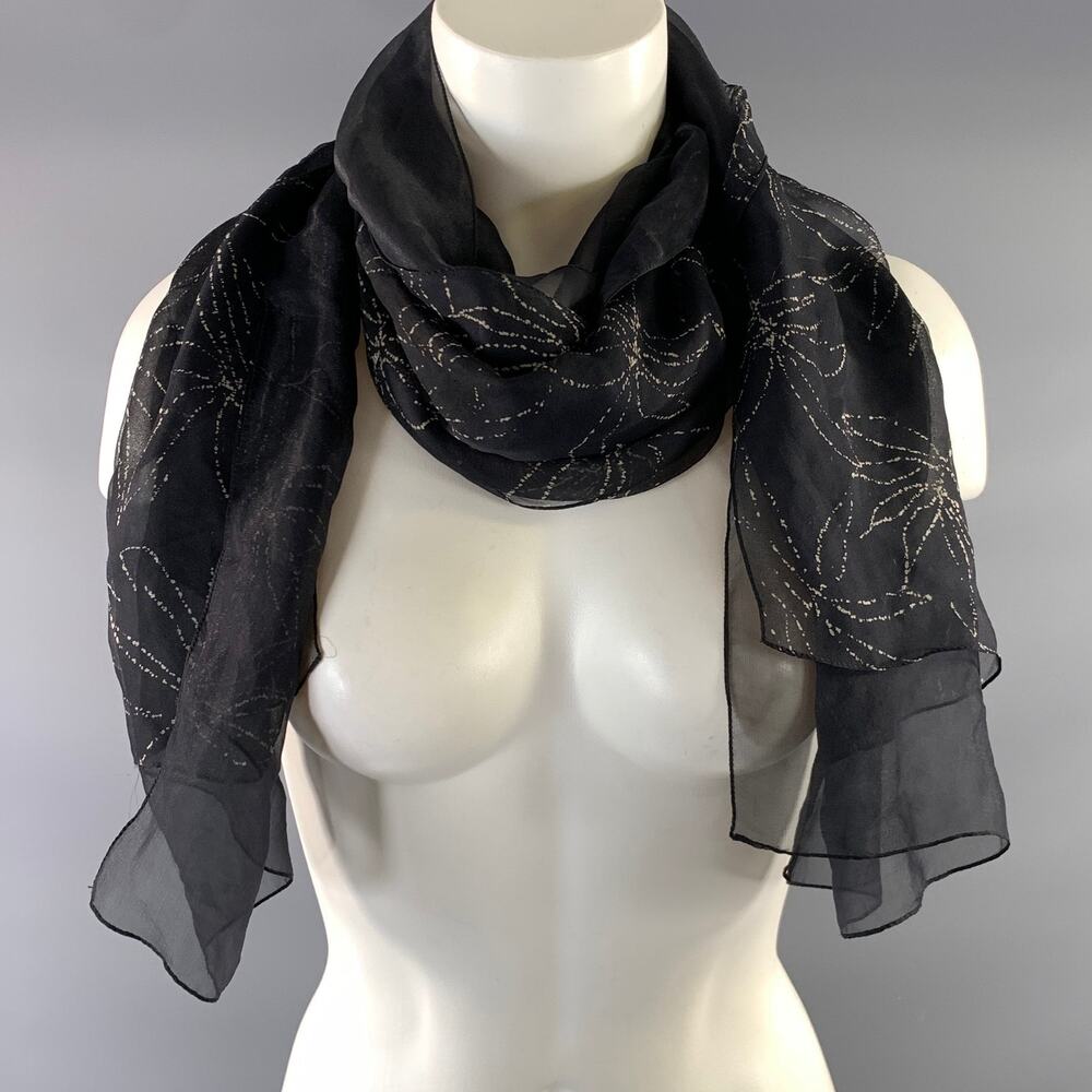 GIORGIO ARMANI Black Cream Abstract Scarf